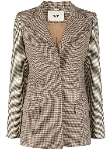 FENDI mix-check single-breasted blazer