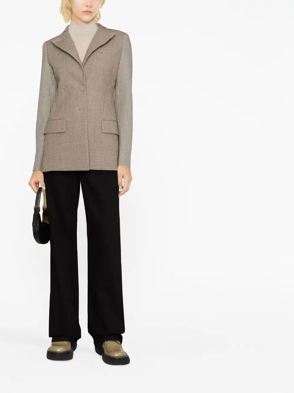 Cheap FENDI mix-check single-breasted blazer