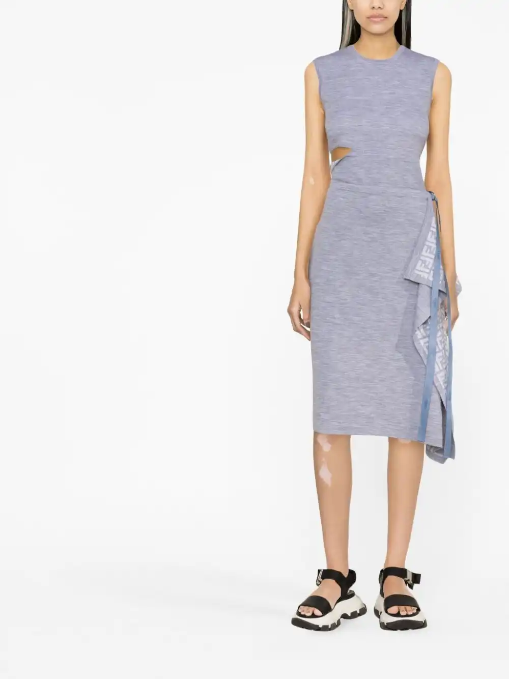 Affordable FENDI logo-pattern wrap midi skirt