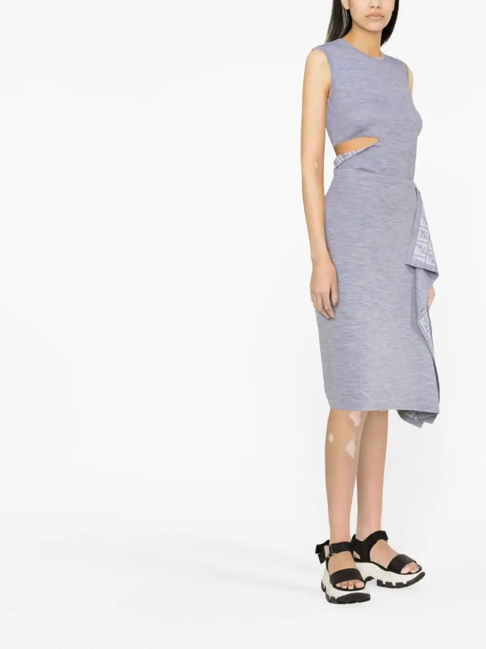 Affordable FENDI logo-pattern wrap midi skirt