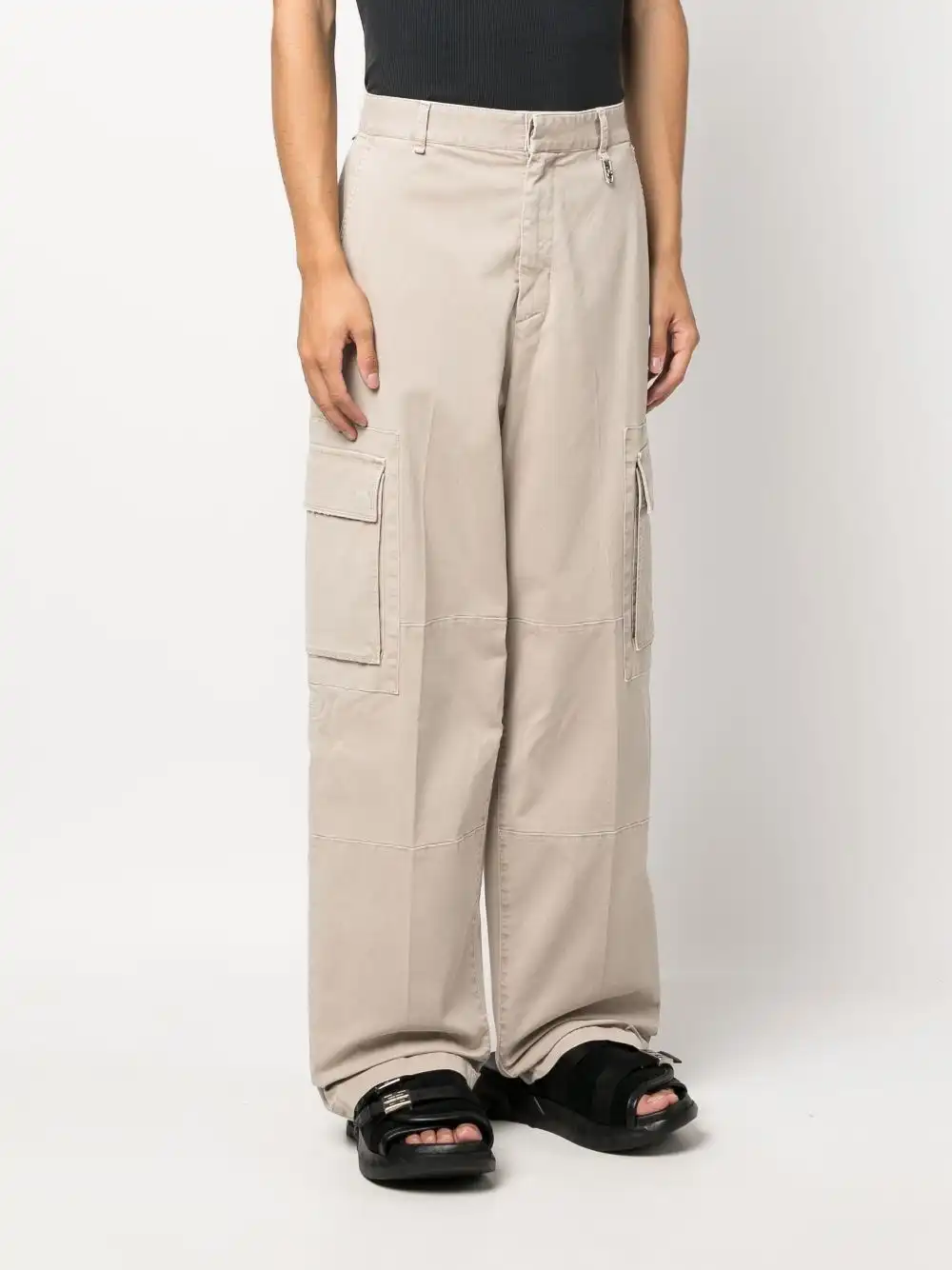 Cheap FENDI logo-patch wide-leg trousers