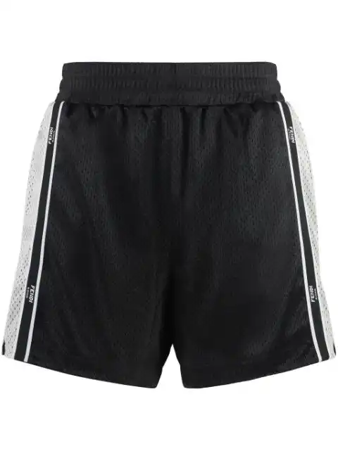 FENDI logo-tape perforated track shorts