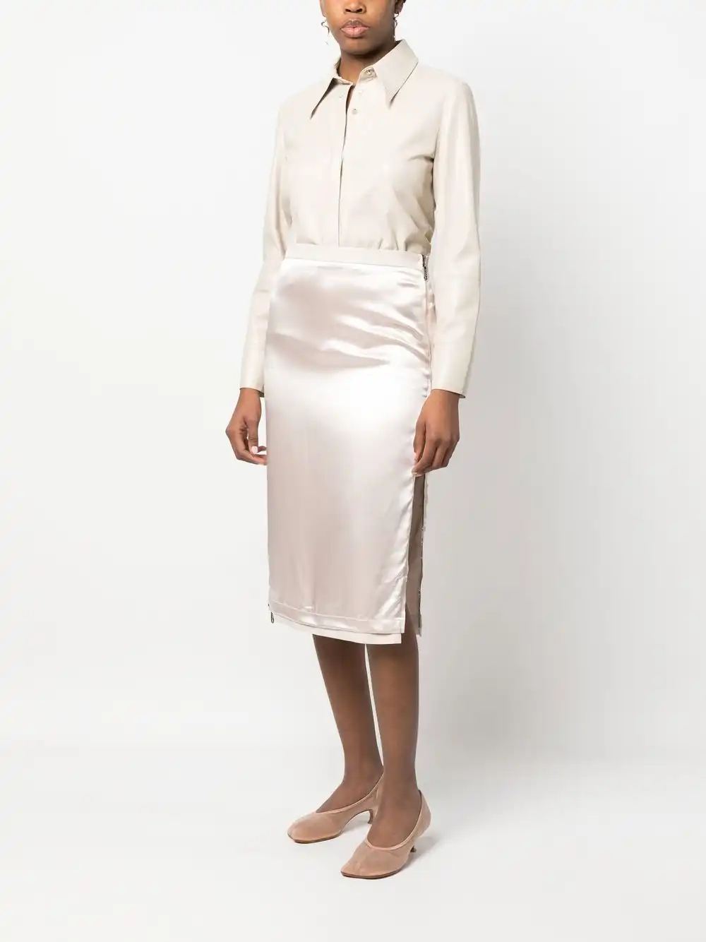 Affordable FENDI satin-finish gabardine midi skirt