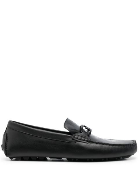 FENDI logo-print leather loafers