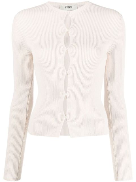 FENDI ribbed-knit cotton-blend cardigan