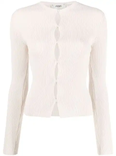 FENDI ribbed-knit cotton-blend cardigan