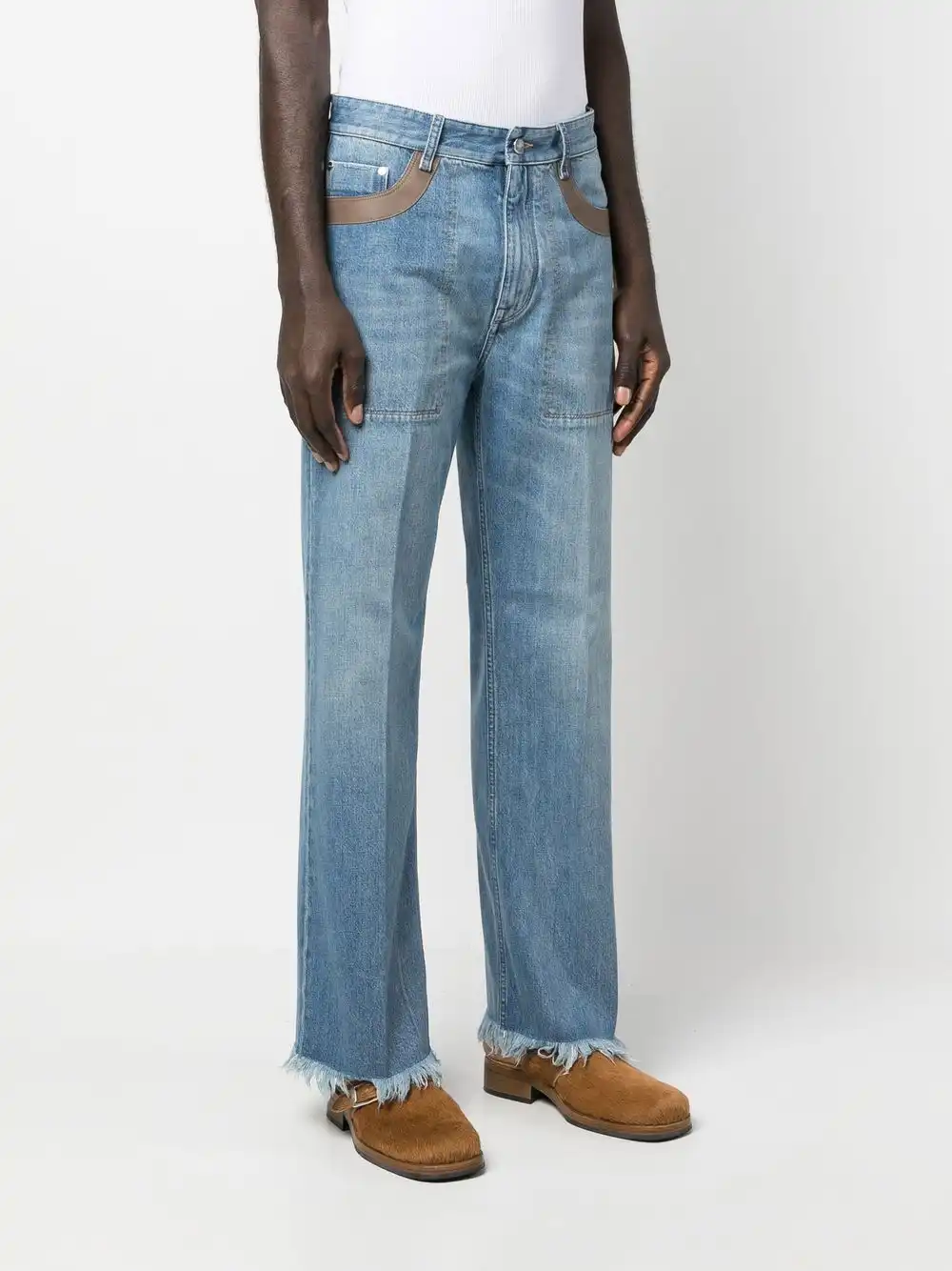 Affordable FENDI contrast-detail straigh-leg jeans