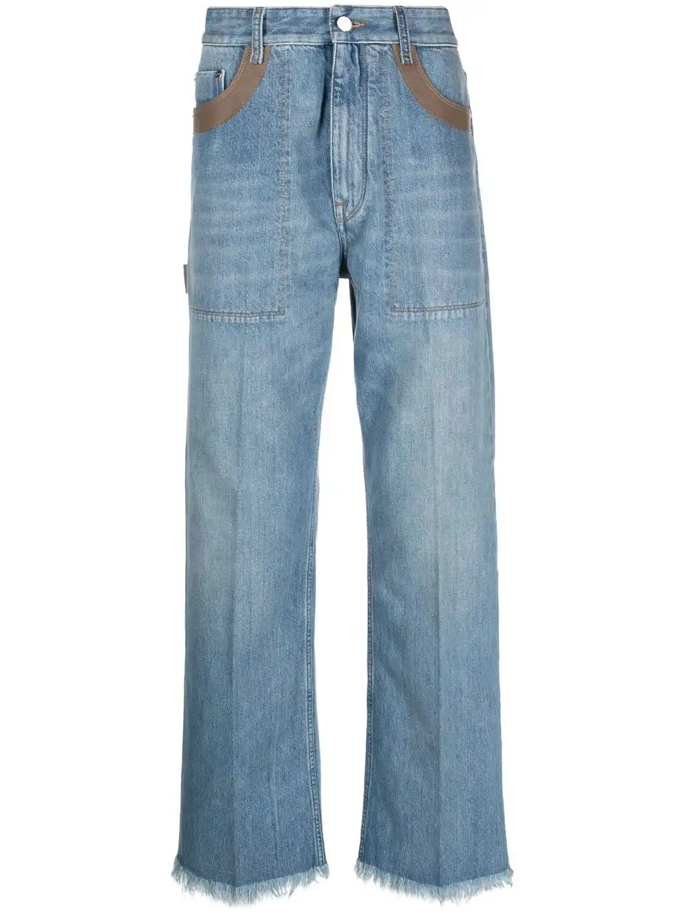 Affordable FENDI contrast-detail straigh-leg jeans