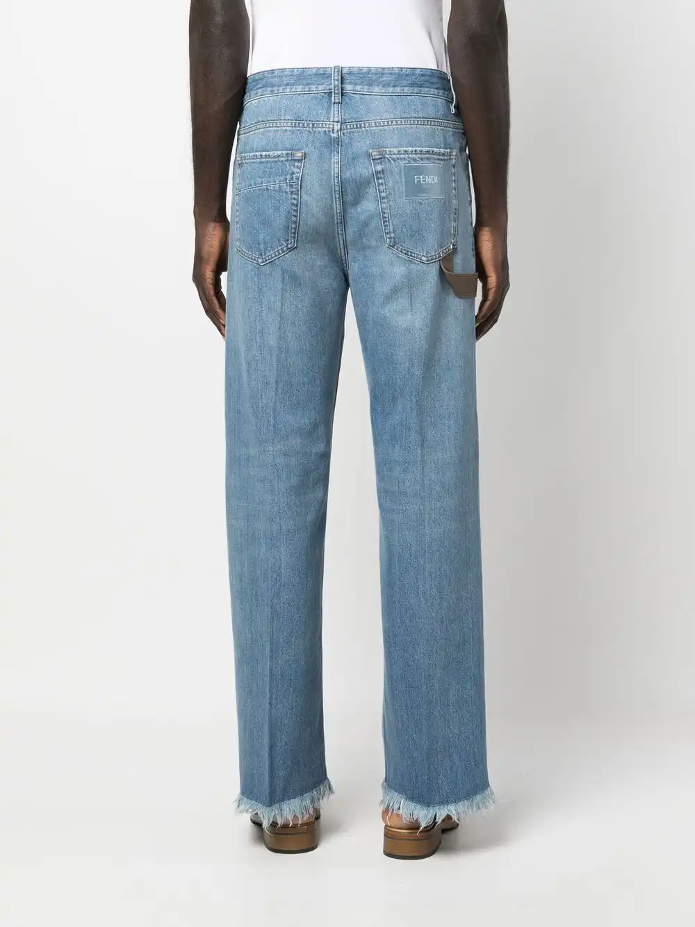 Affordable FENDI contrast-detail straigh-leg jeans