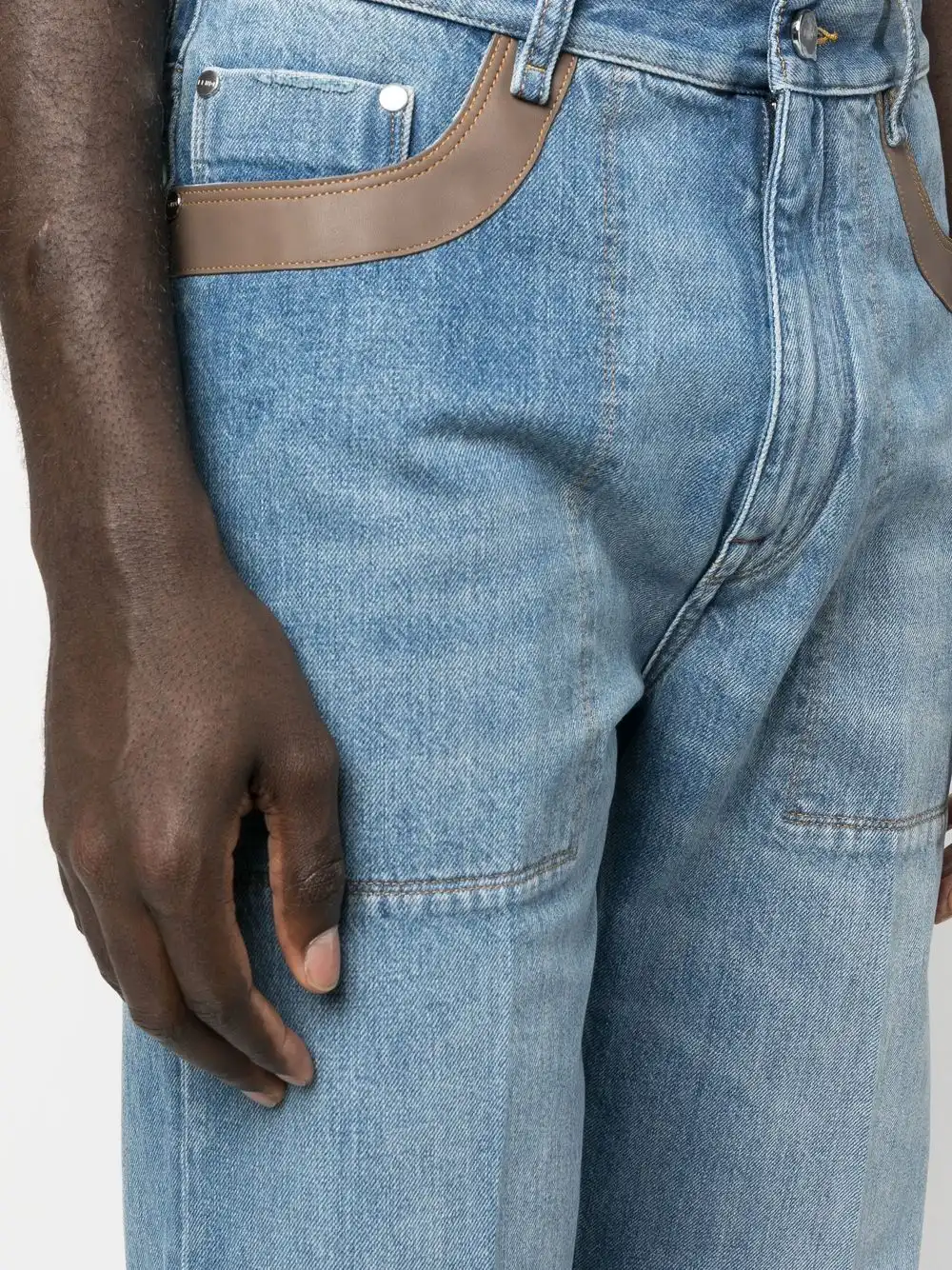 Affordable FENDI contrast-detail straigh-leg jeans