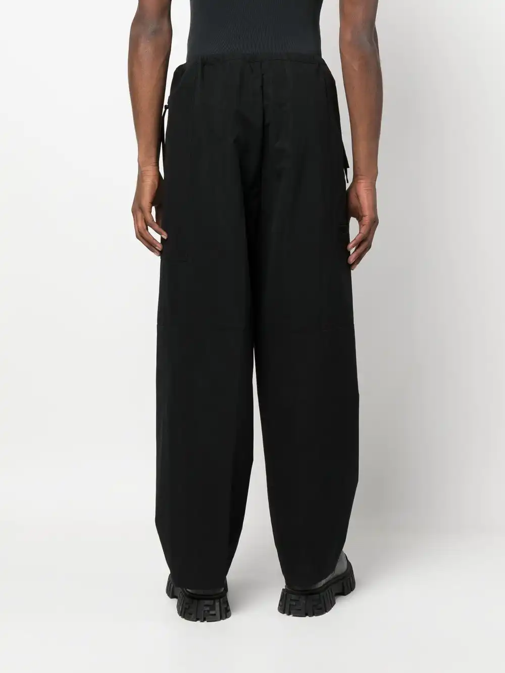 Affordable FENDI logo-patch wide-leg trousers