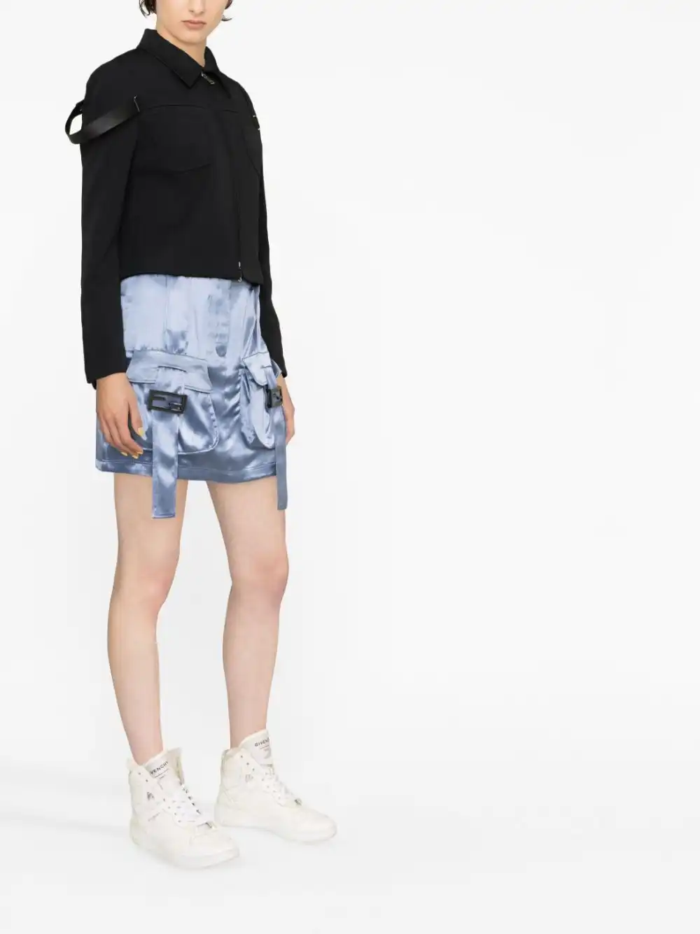 Affordable FENDI cargo pockets satin mini skirt