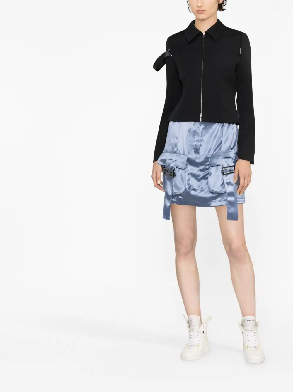 Affordable FENDI cargo pockets satin mini skirt