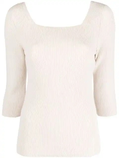 FENDI square-neck ribbed-knit top