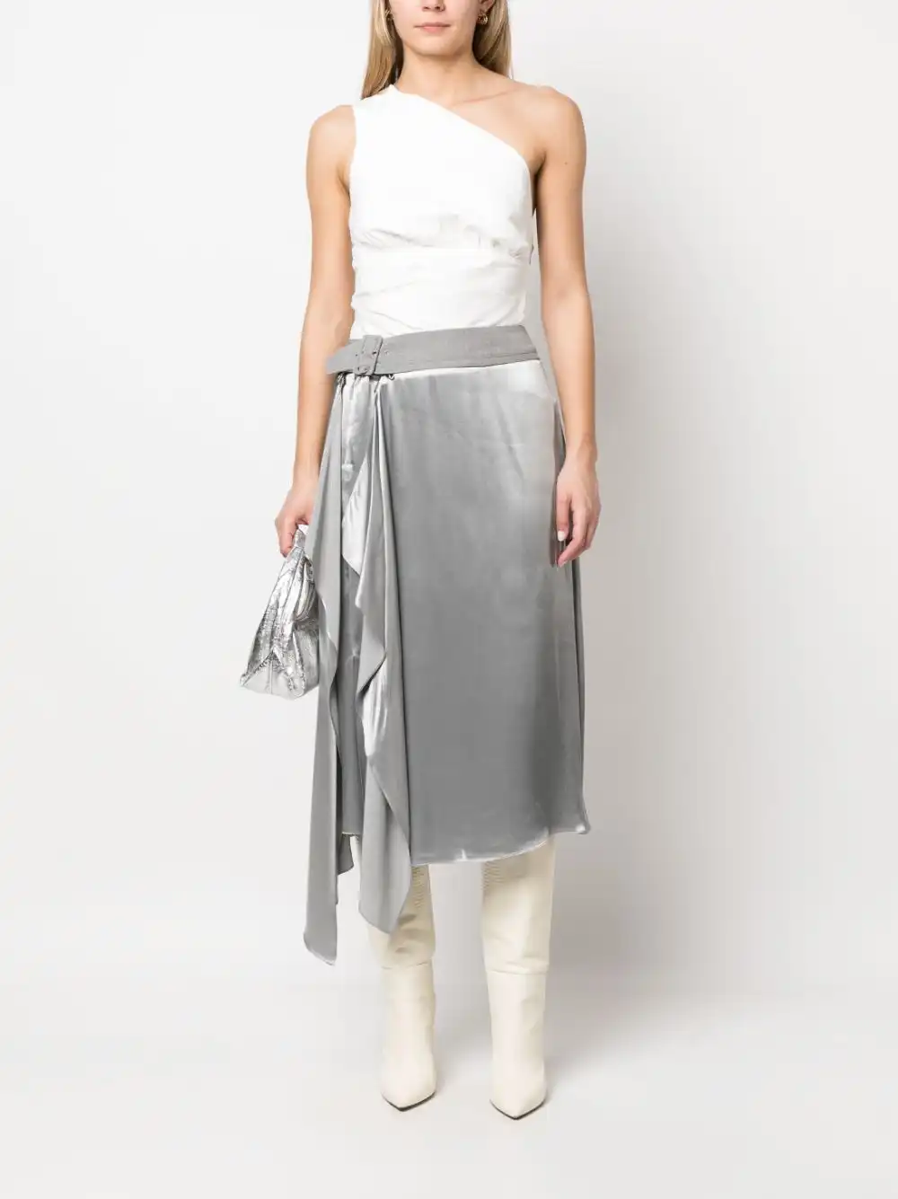 Affordable FENDI satin-finish midi skirt