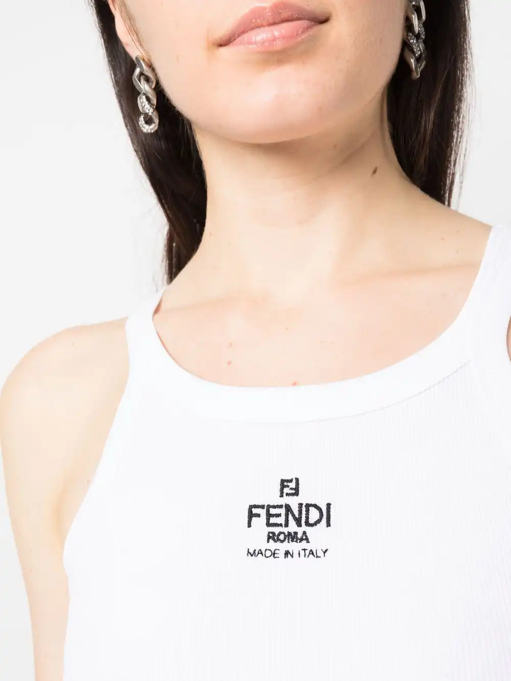 Affordable FENDI logo-embroidered vest top