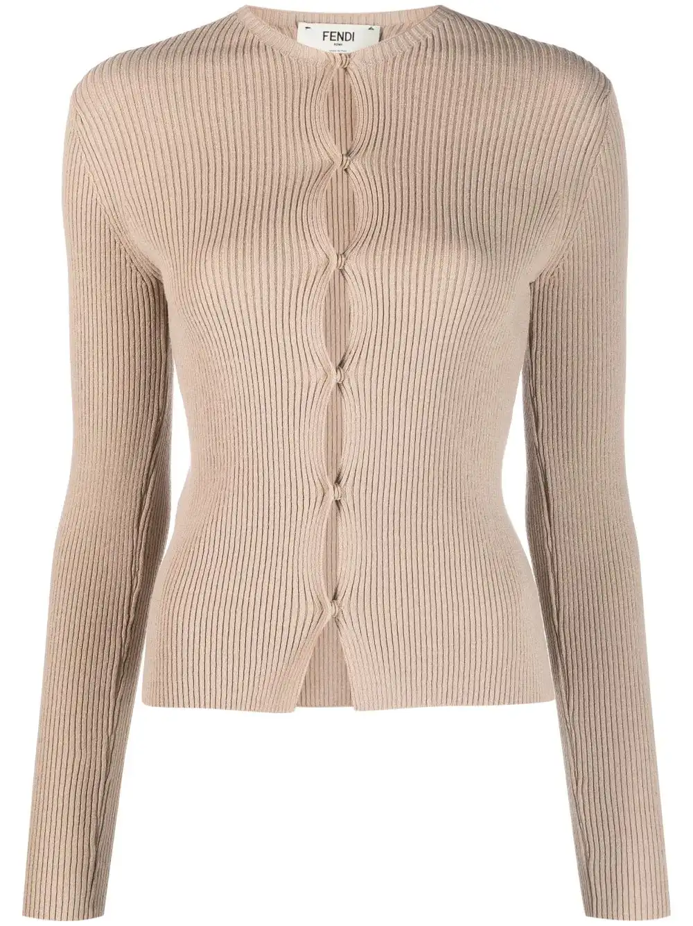 Affordable FENDI ribbed-knit cotton-blend cardigan