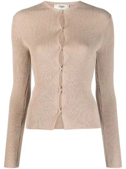 FENDI ribbed-knit cotton-blend cardigan