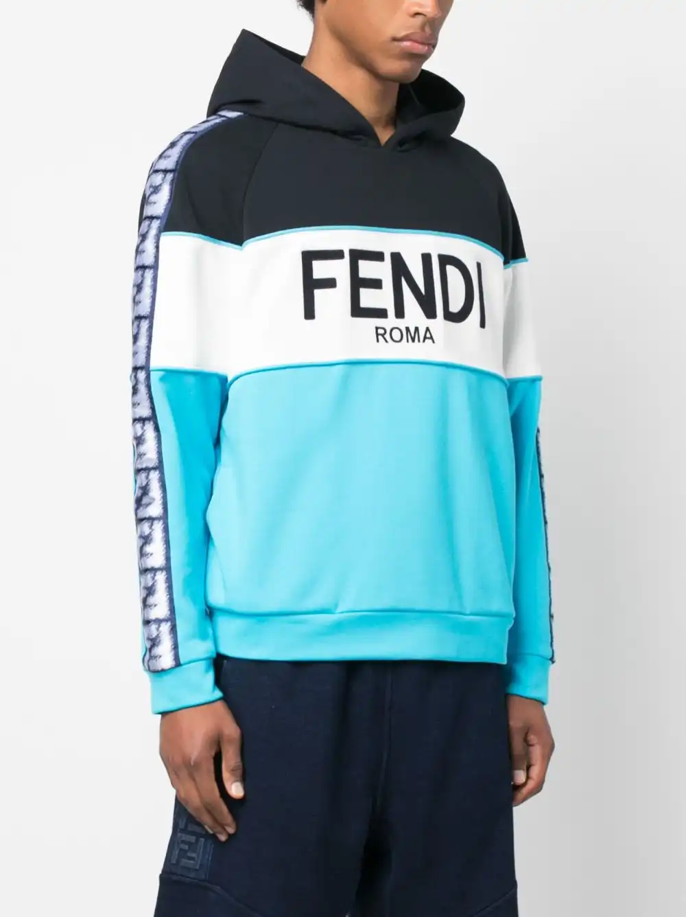 Cheap FENDI logo-print monogram-band hoodie