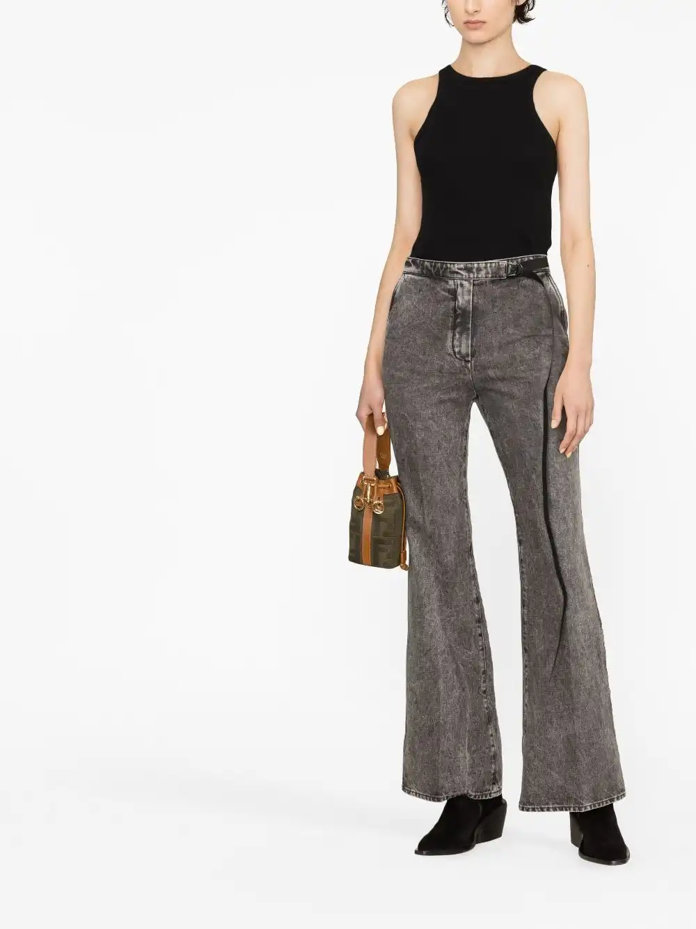 Affordable FENDI belted flared jeans