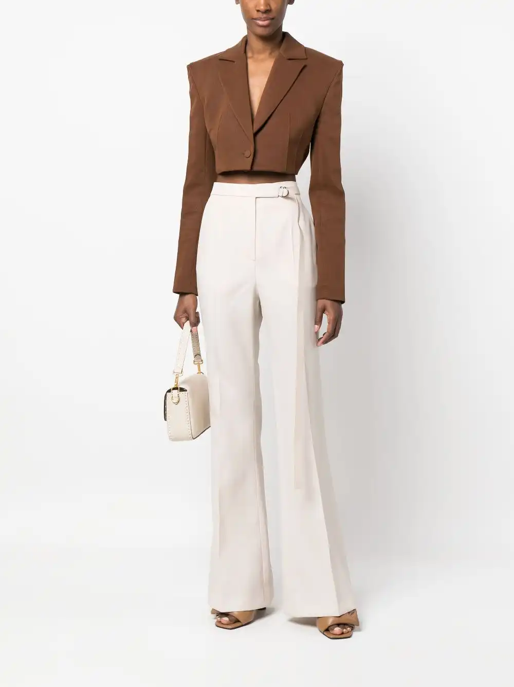 Affordable FENDI high-waisted wool flared trousers