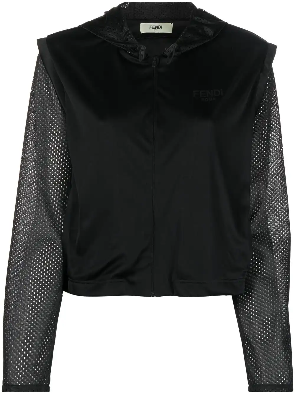 Affordable FENDI logo-print mesh-detail hoodie