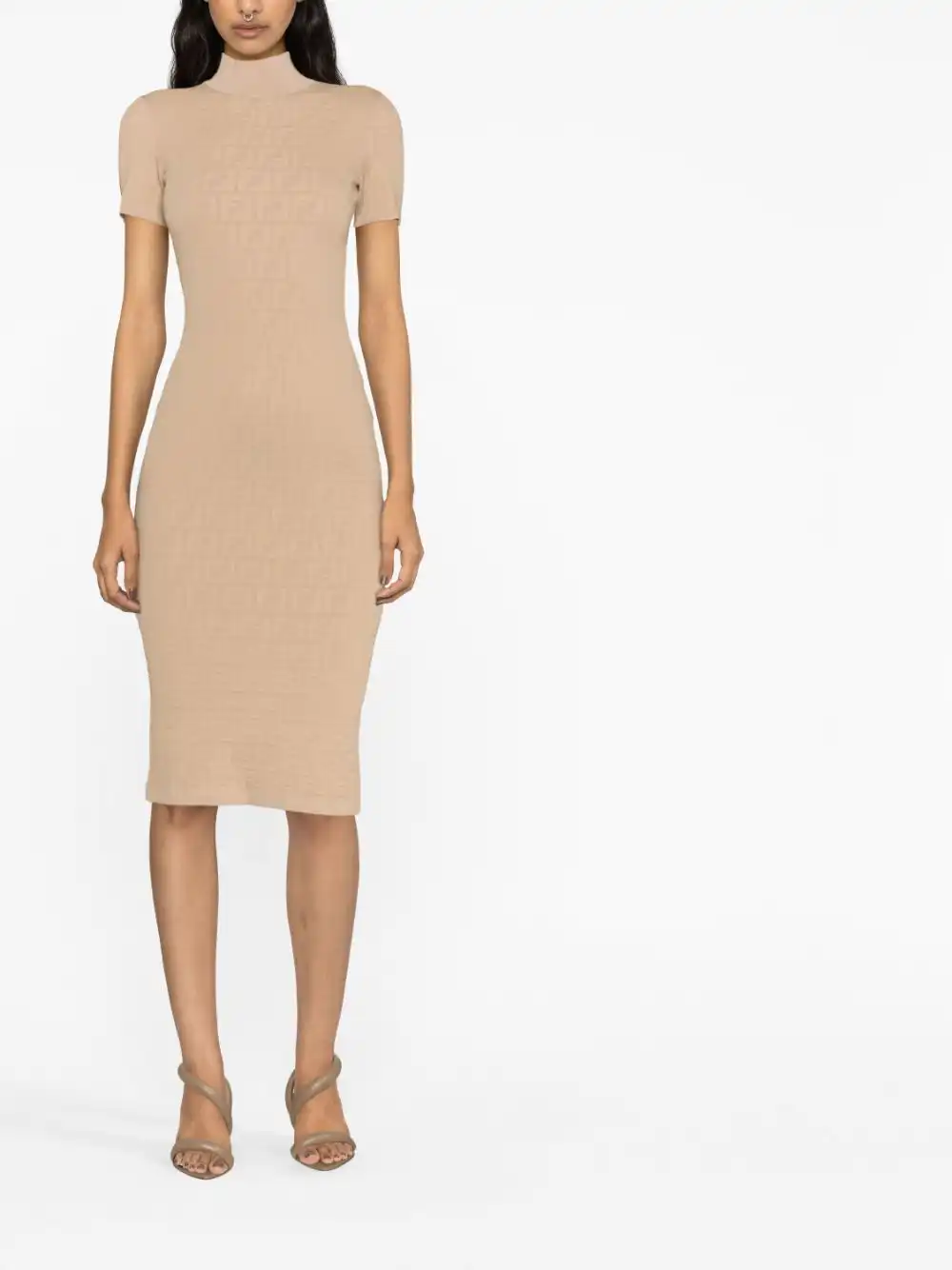 Affordable FENDI FF jacquard body-con midi dress