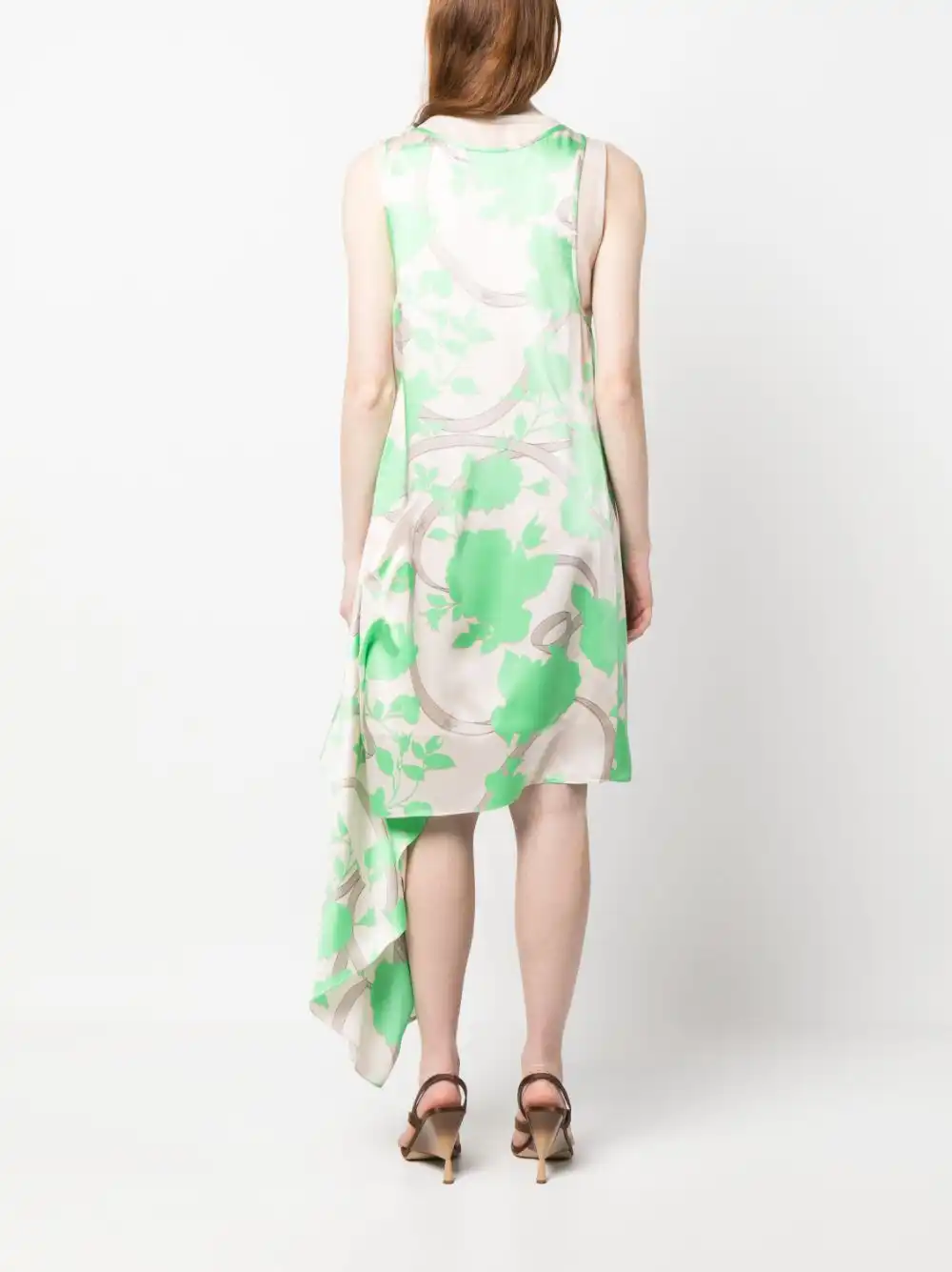 Cheap FENDI floral-motif draped silk dress