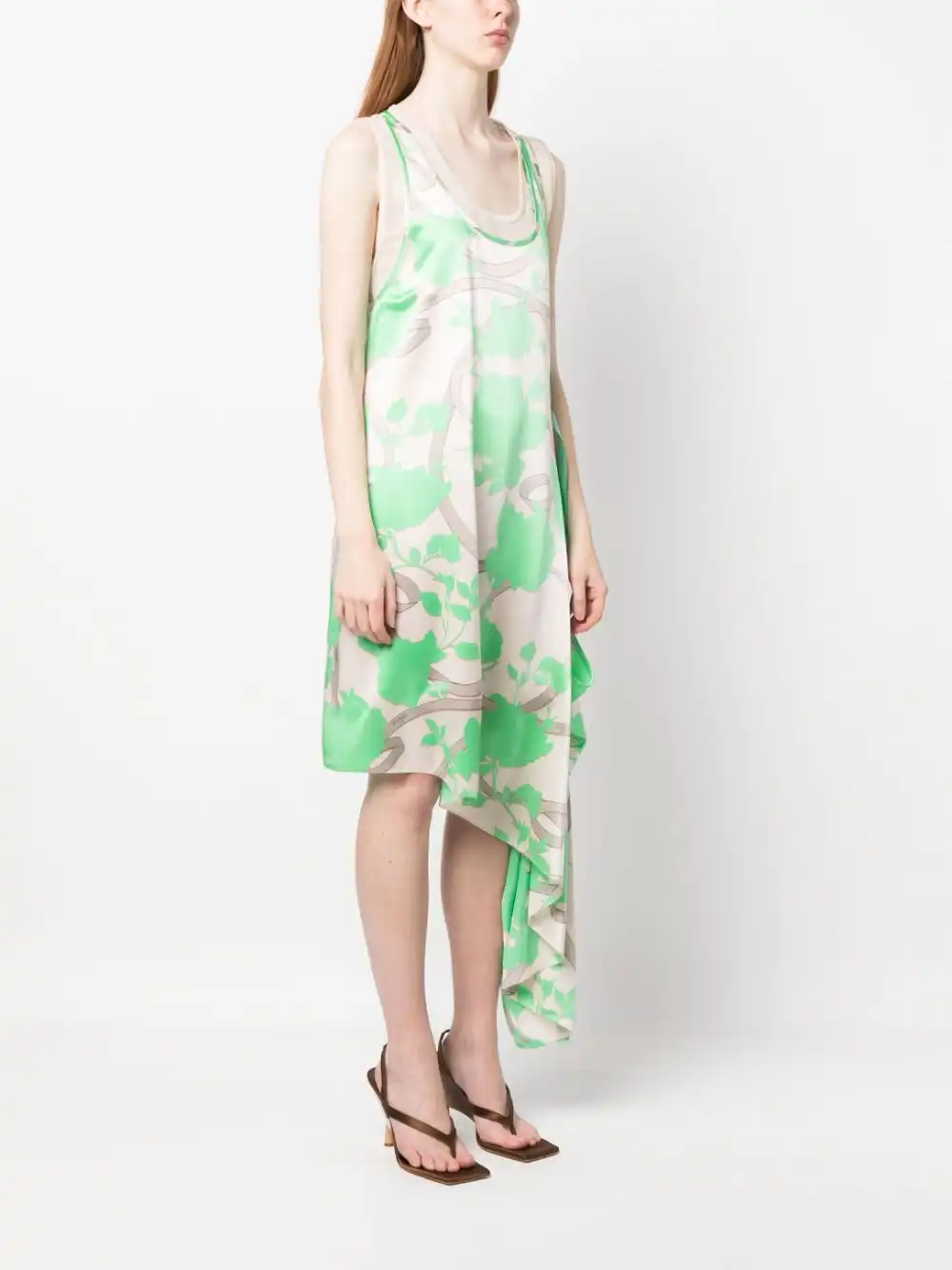 Cheap FENDI floral-motif draped silk dress