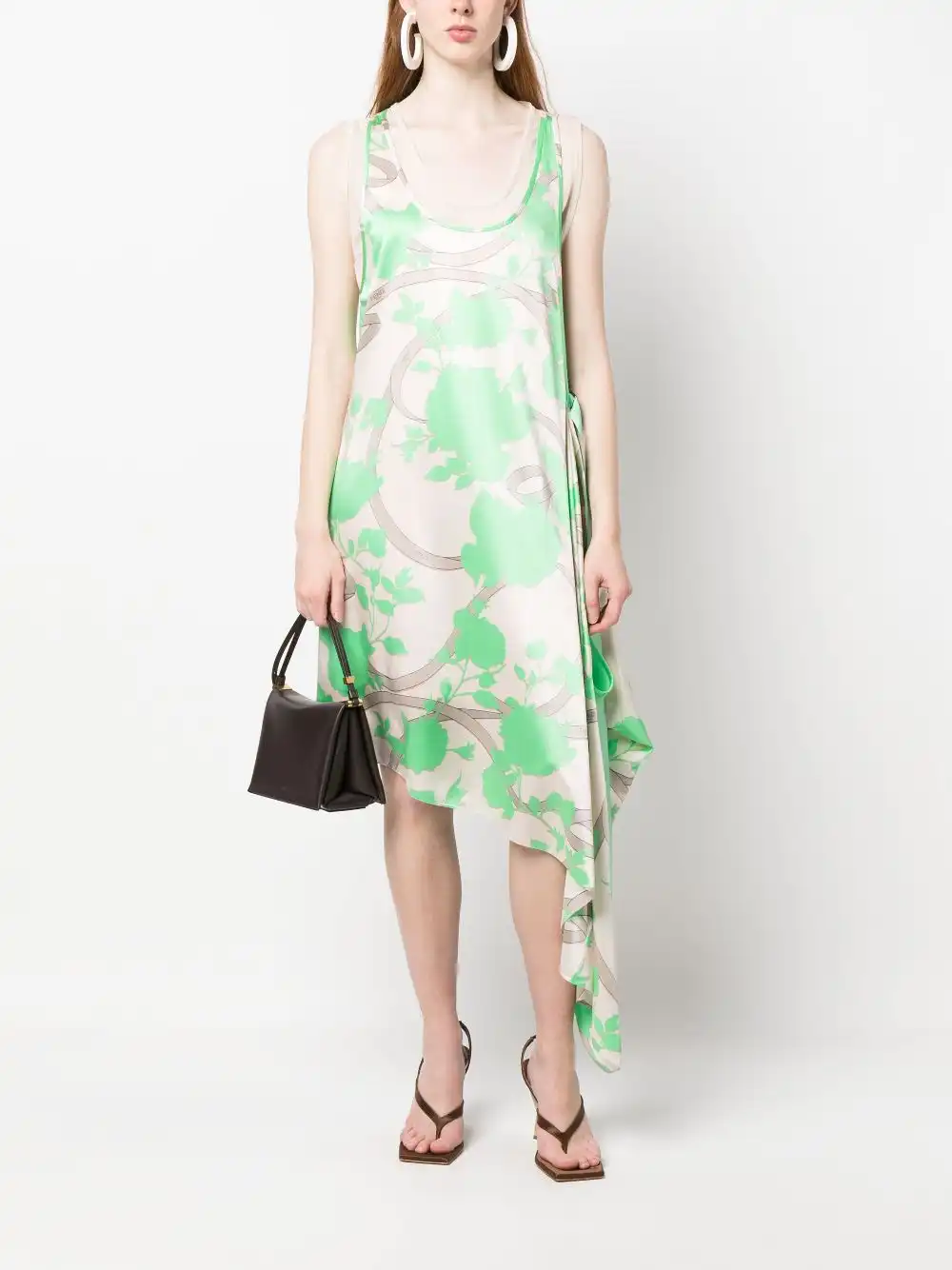 Cheap FENDI floral-motif draped silk dress