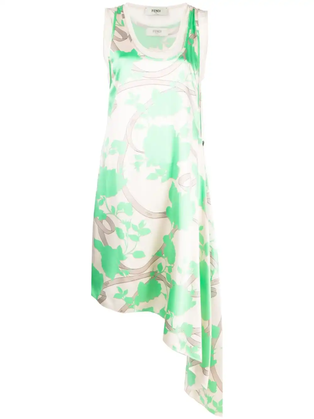 Cheap FENDI floral-motif draped silk dress