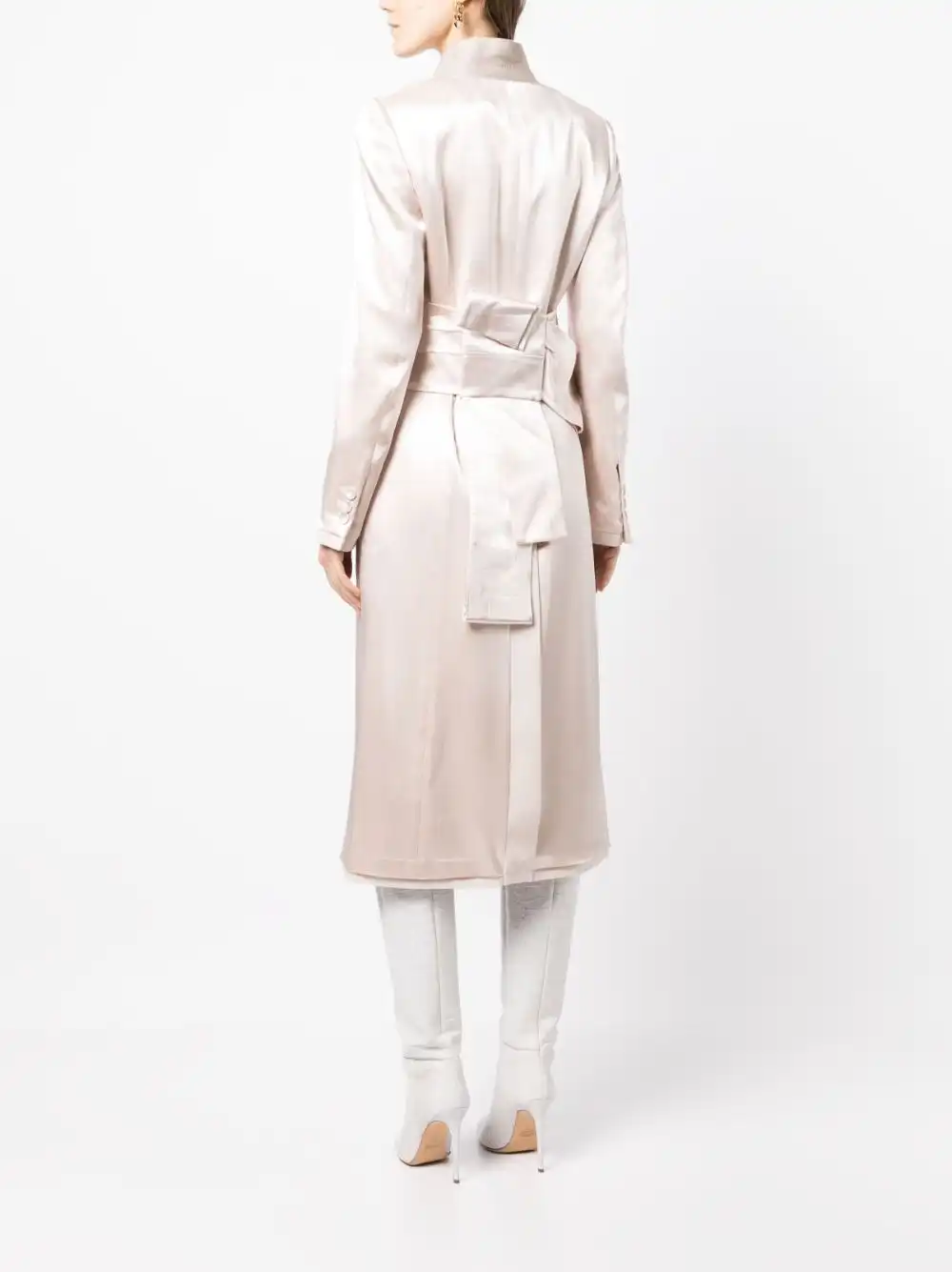 Affordable FENDI belted satin overcoat