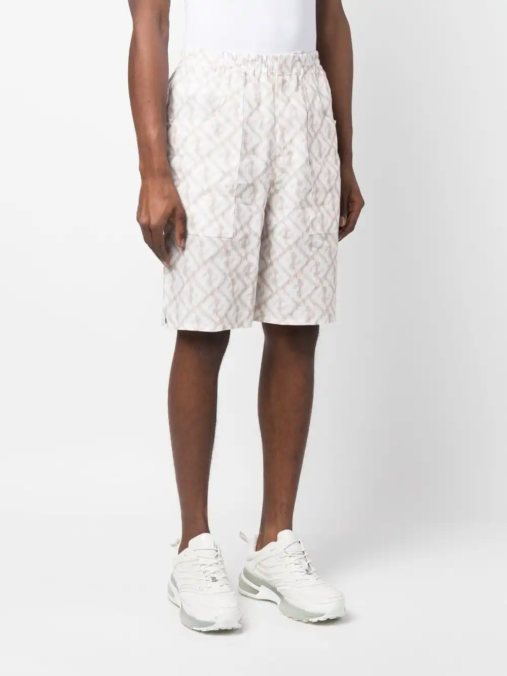 Affordable FENDI abstract-print linen shorts