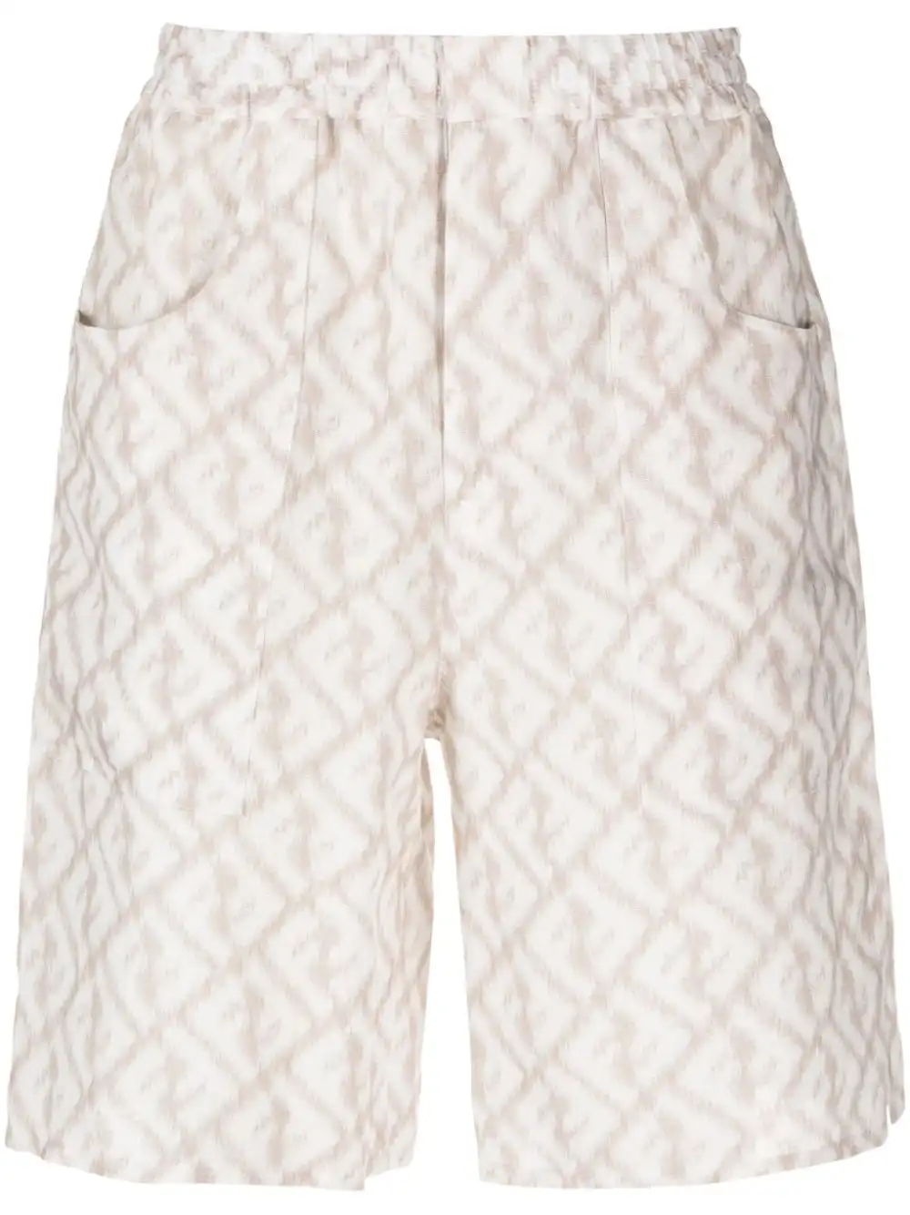 Affordable FENDI abstract-print linen shorts