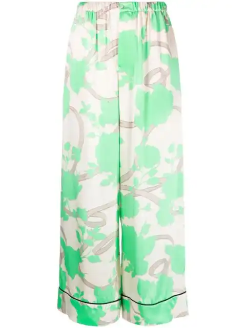 FENDI graphic-print silk palazzo trousers