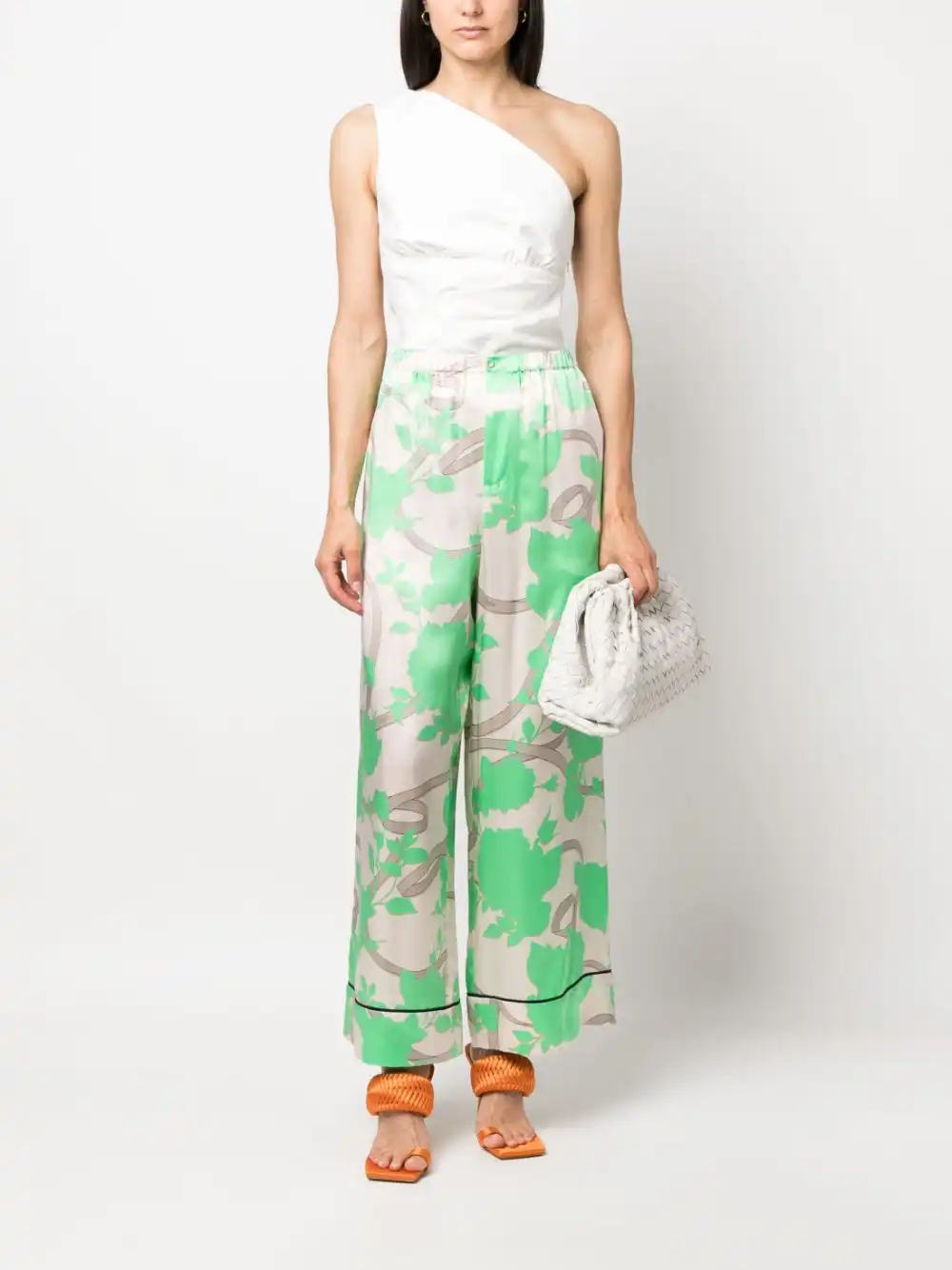 Cheap FENDI graphic-print silk palazzo trousers