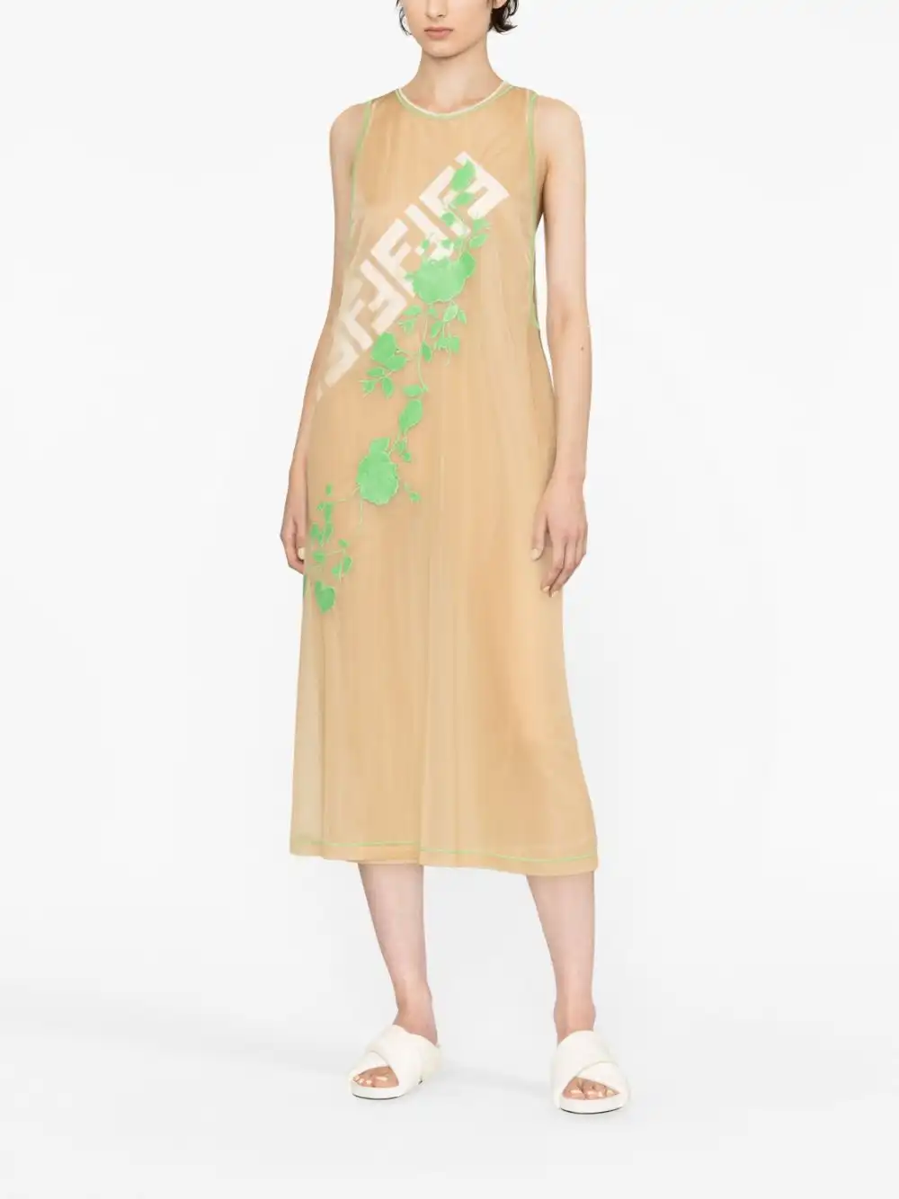 Affordable FENDI Fendi Roses sleeveless midi dress