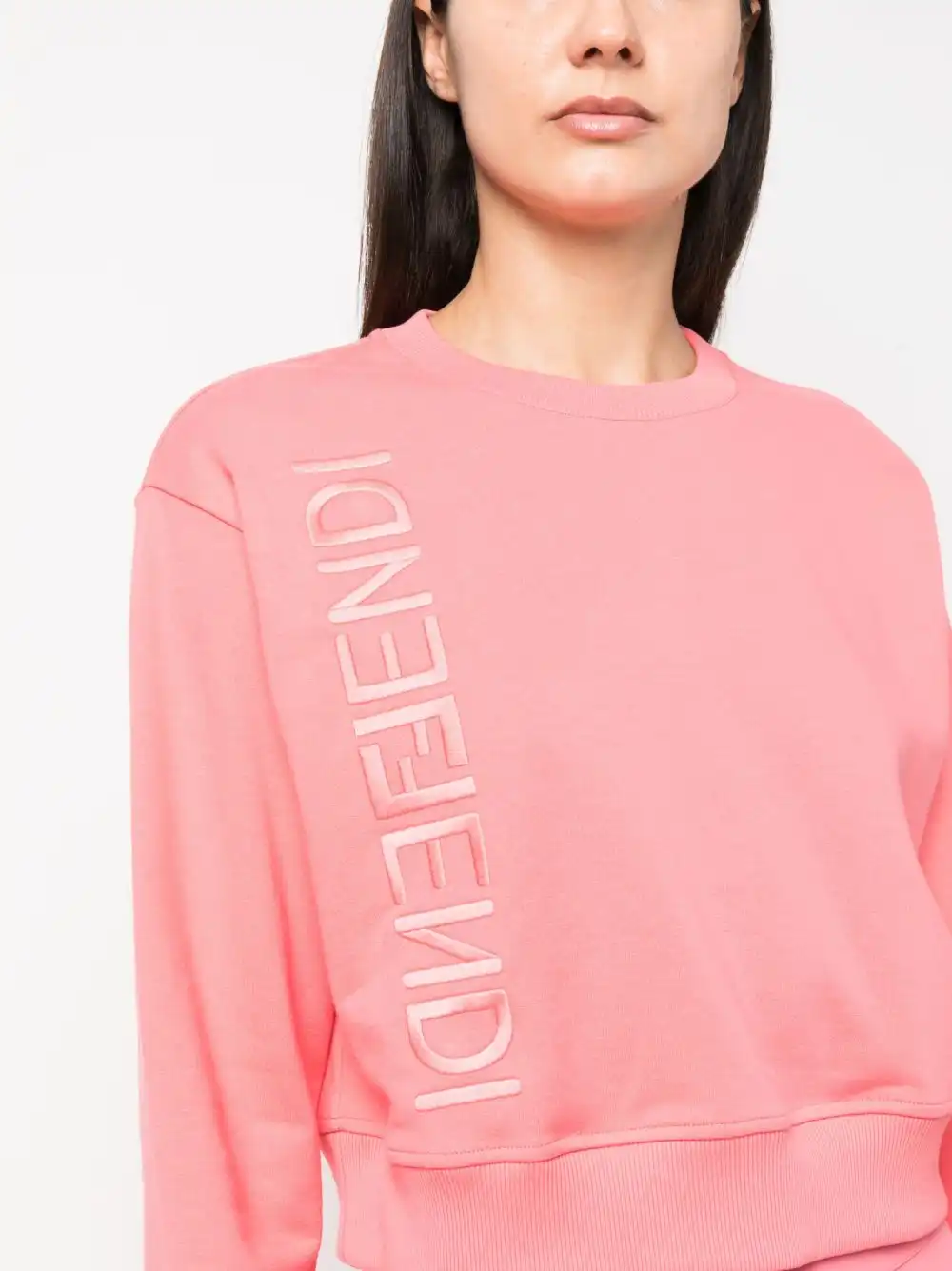 Affordable FENDI logo-print cropped sweatshirt