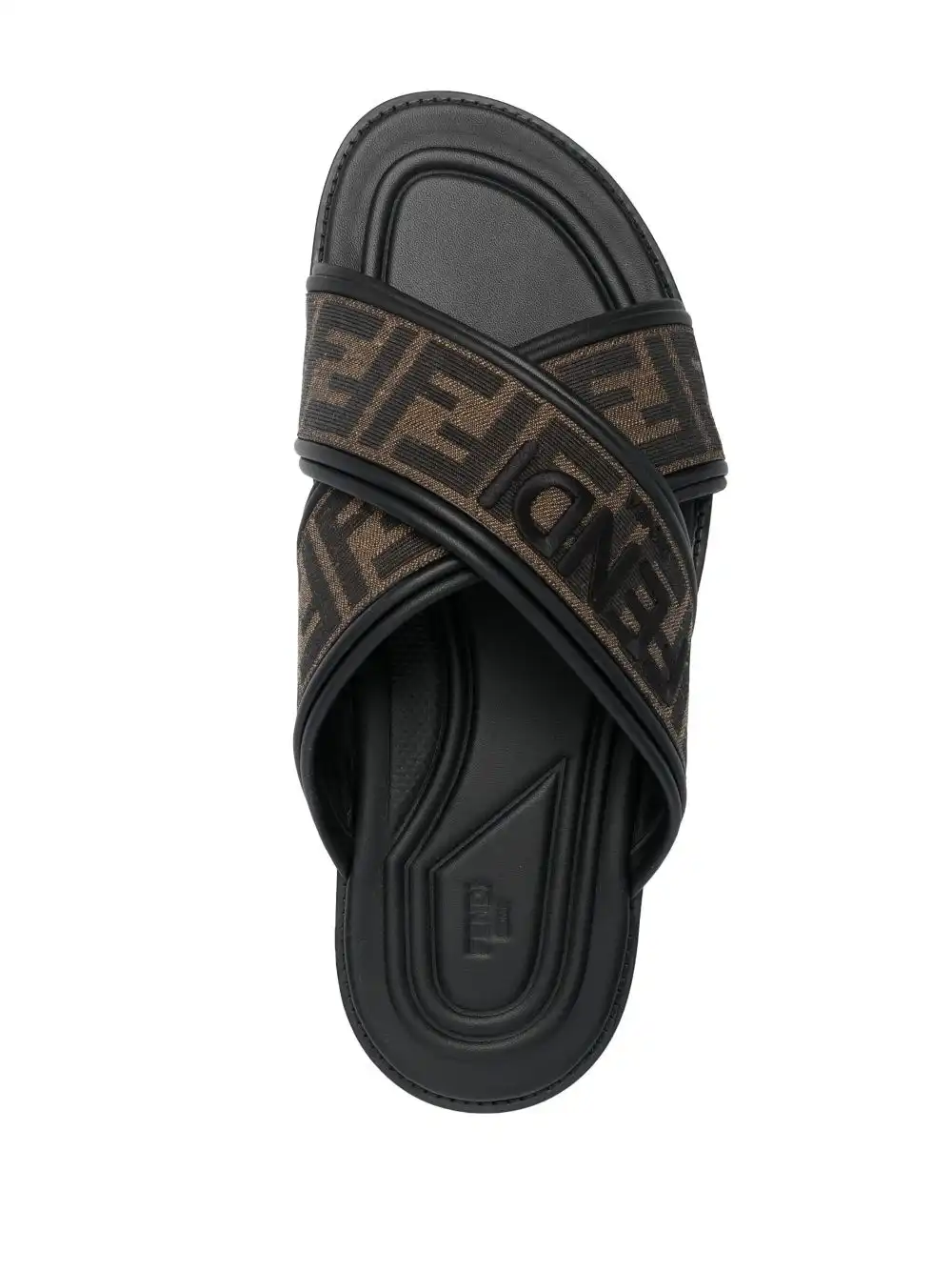 Cheap FENDI logo-embroidered crossover strap slides