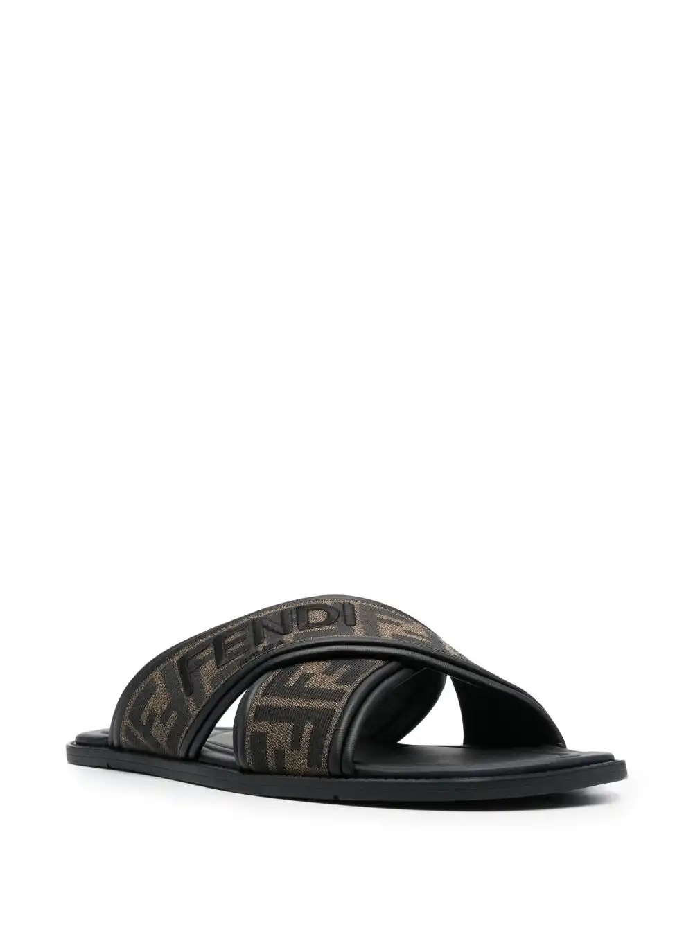 Cheap FENDI logo-embroidered crossover strap slides