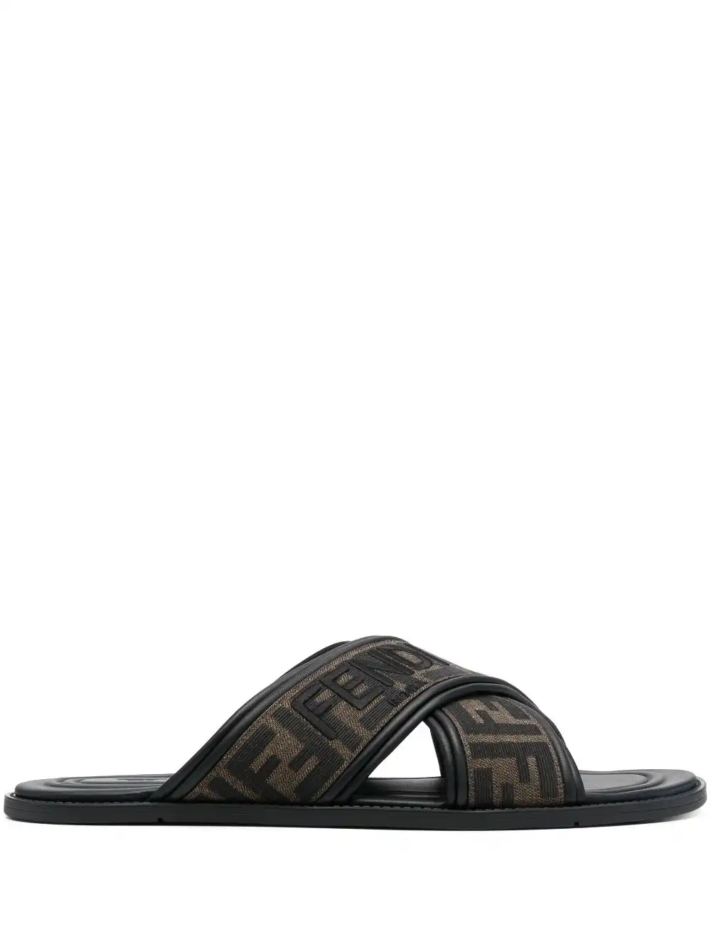 Cheap FENDI logo-embroidered crossover strap slides