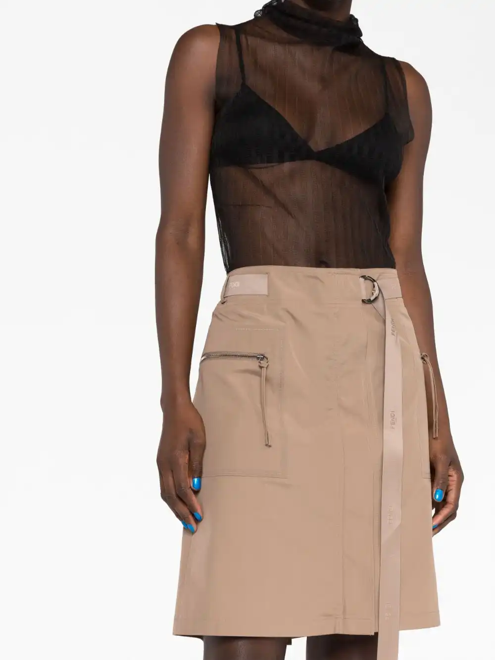 Affordable FENDI belted cotton miniskirt