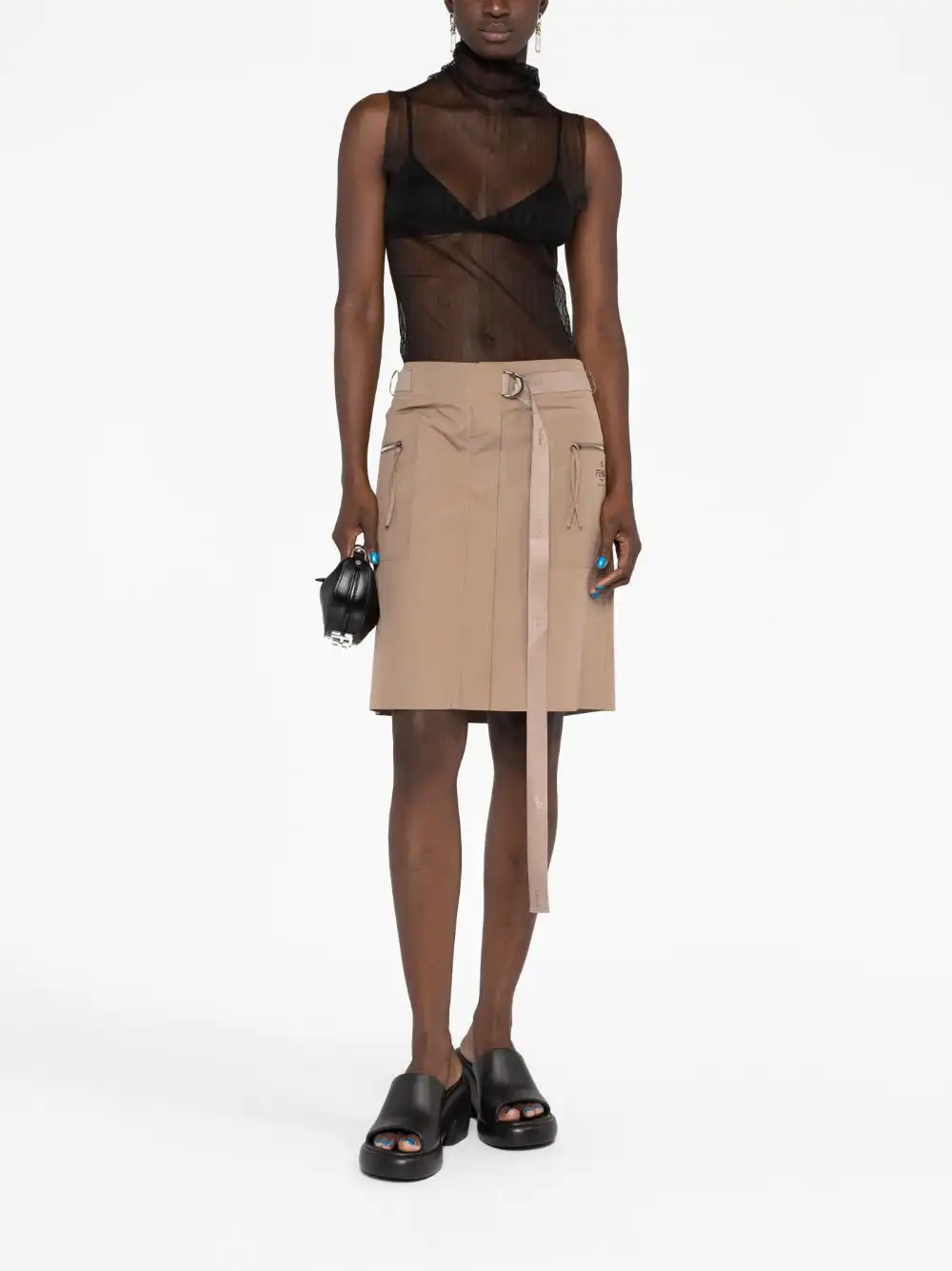 Affordable FENDI belted cotton miniskirt