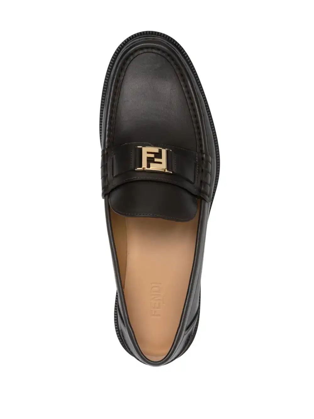 Cheap FENDI FF-plaque leather squared loafers