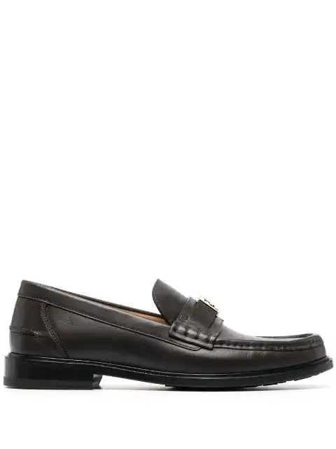 FENDI FF-plaque leather squared loafers