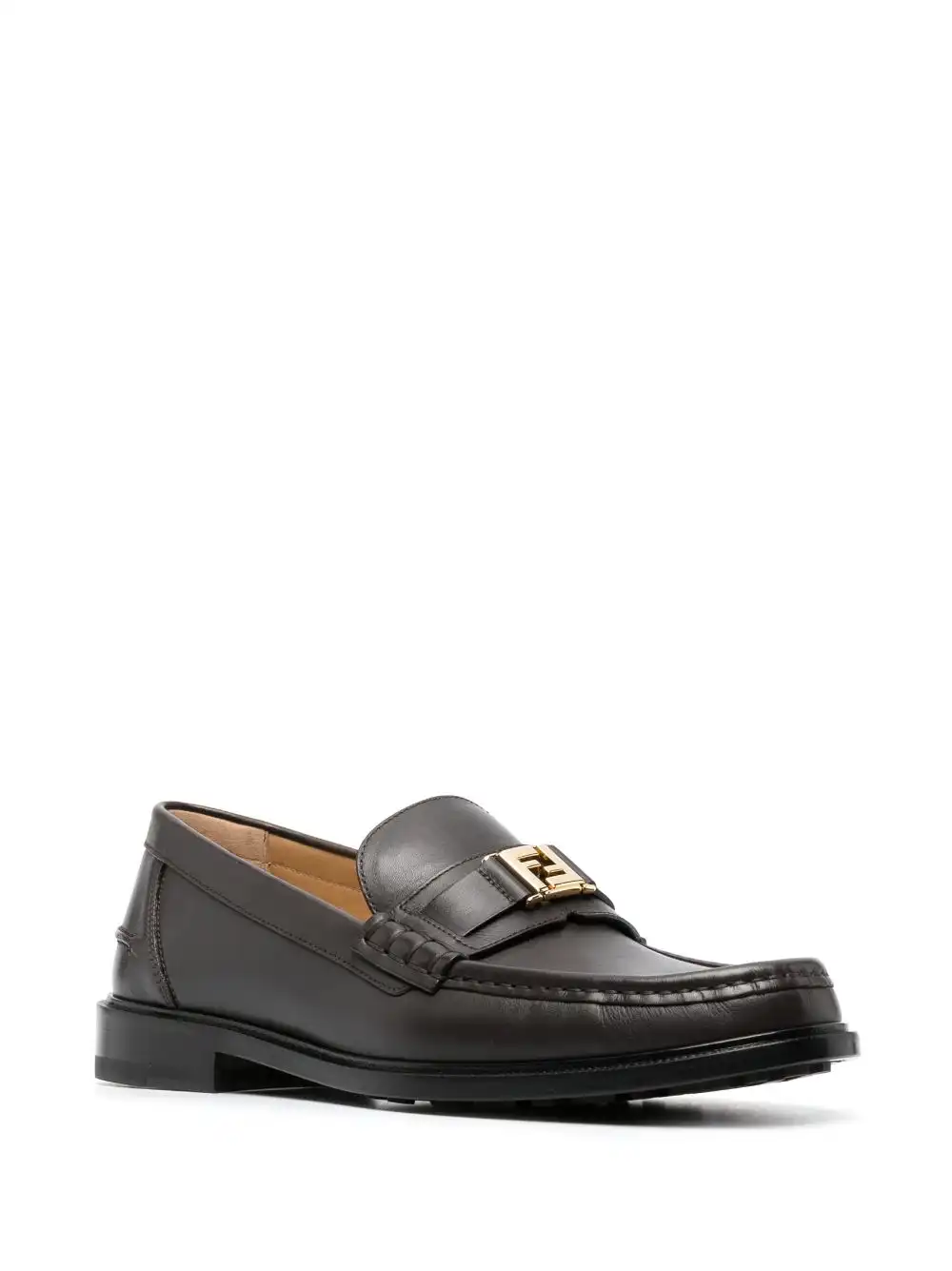 Cheap FENDI FF-plaque leather squared loafers