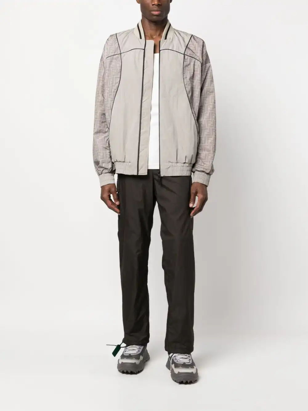 Cheap FENDI monogram-print panelled bomber jacket