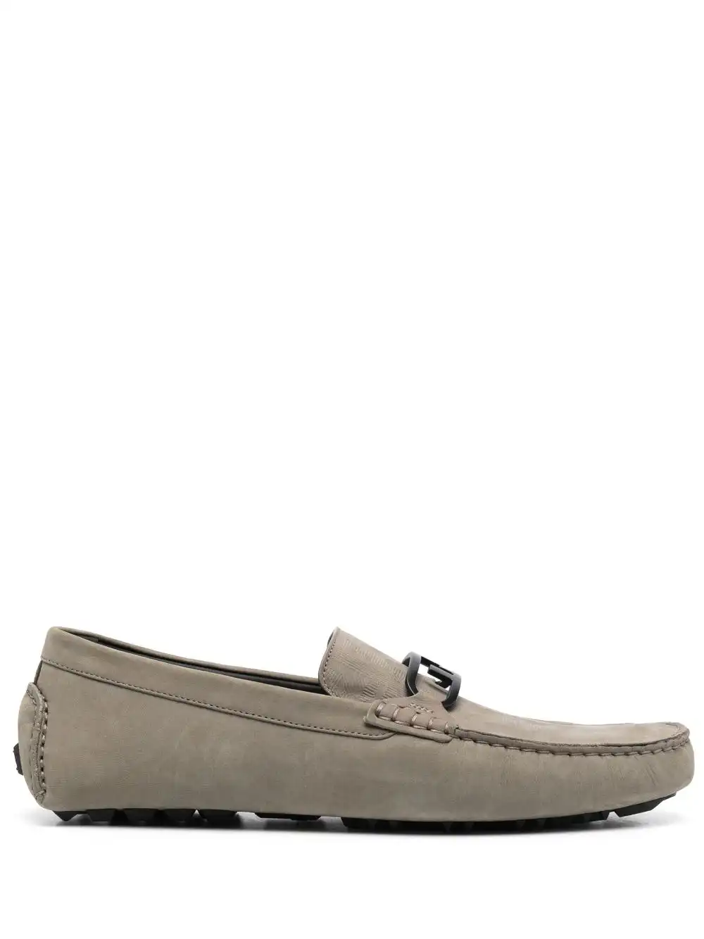 Cheap FENDI O-lock logo-plaque suede loafers