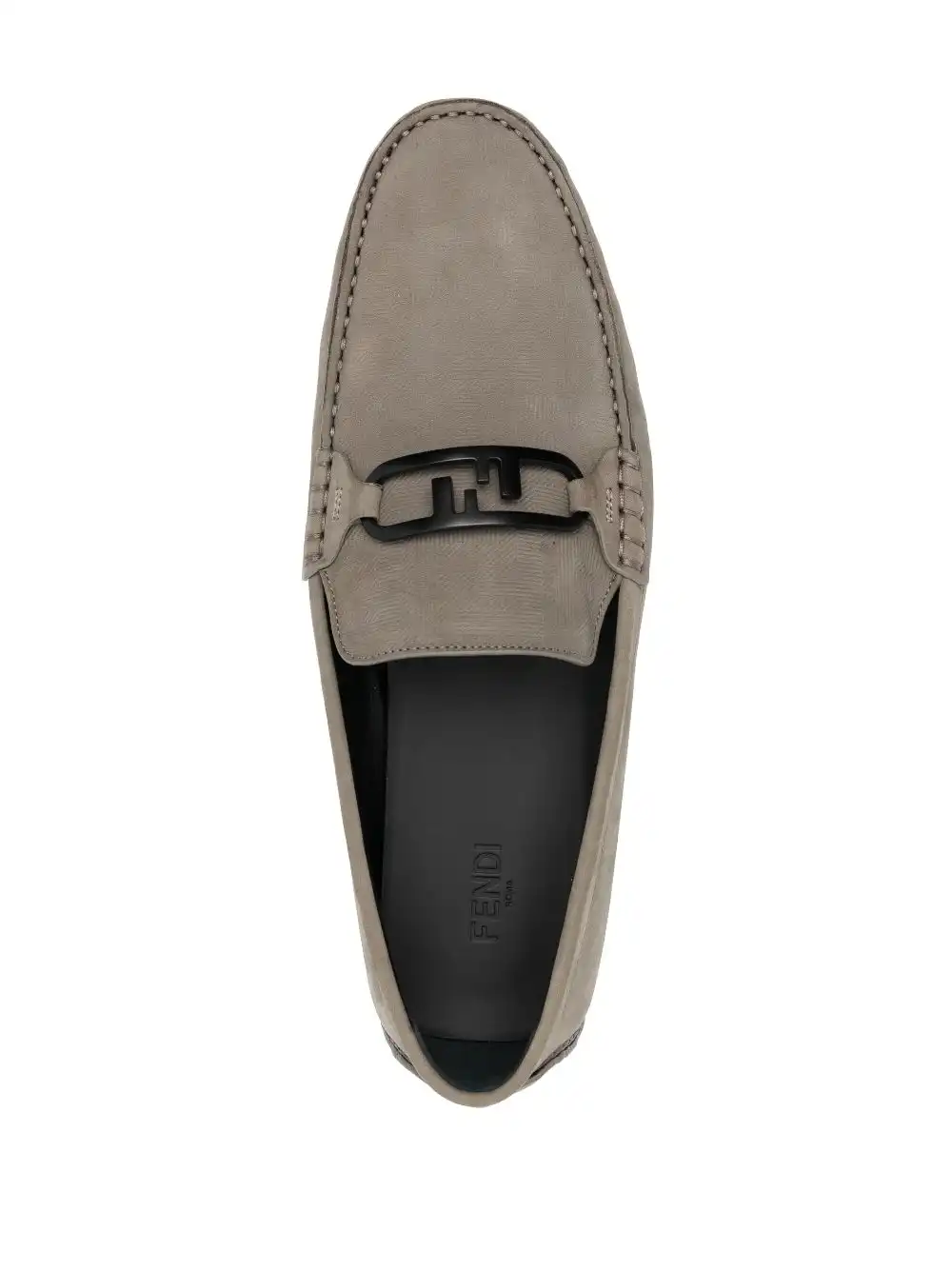 Cheap FENDI O-lock logo-plaque suede loafers