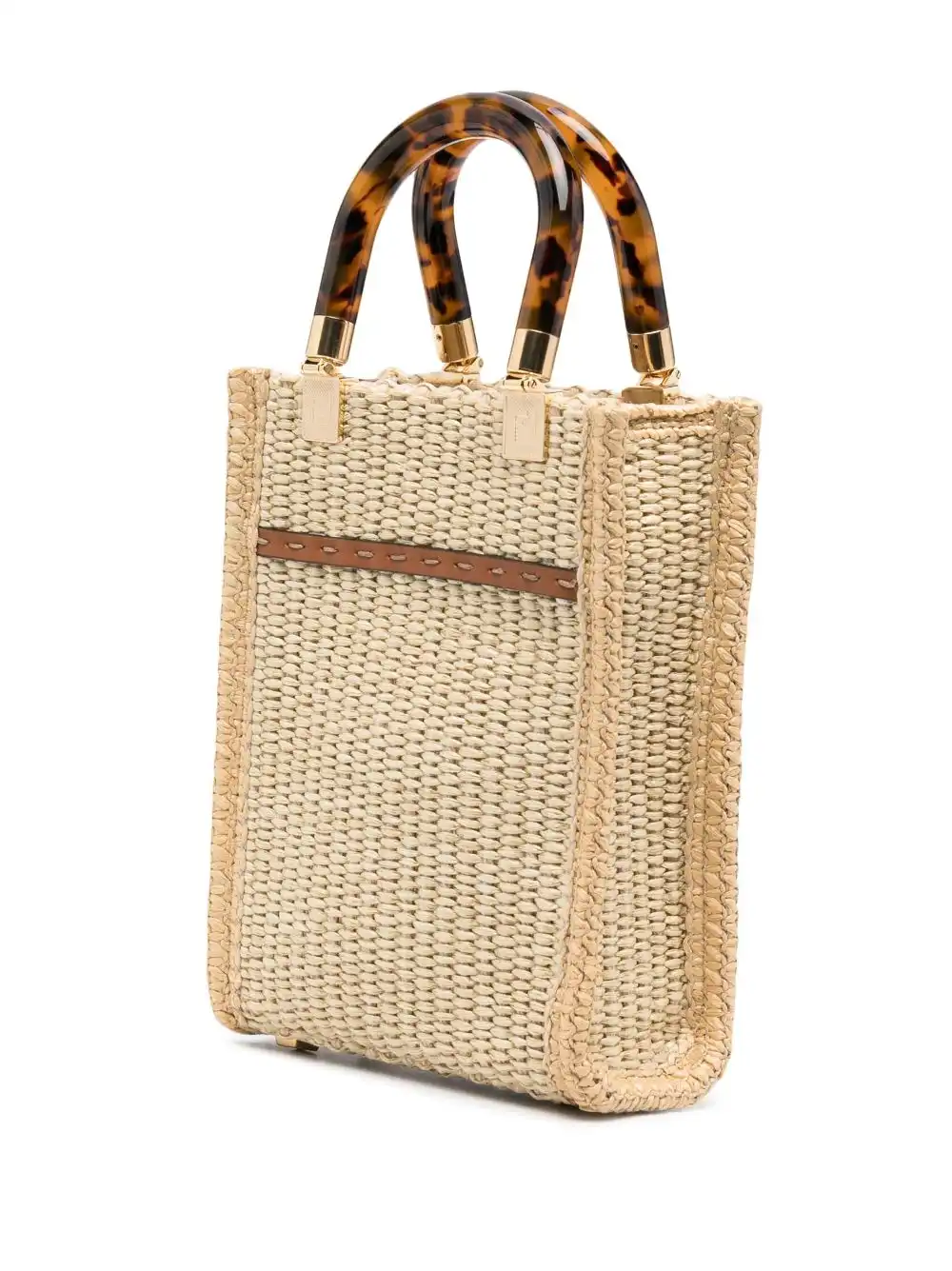 Affordable FENDI mini Sunshine raffia tote bag